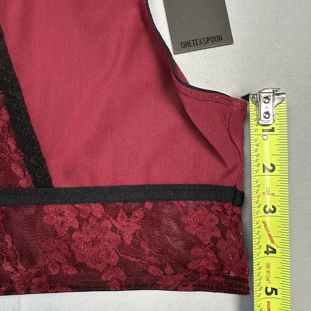 OneTeaspoon Mesh Lace Bralette Women XS‎ Wine Red Sheer Racerback Goth Edgy New